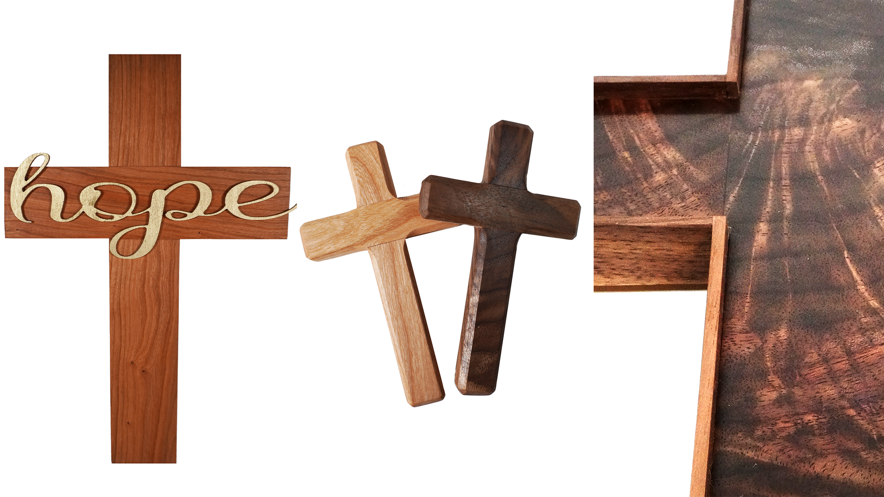 2 Tone Wood Wall Cross - Walnut & Maple