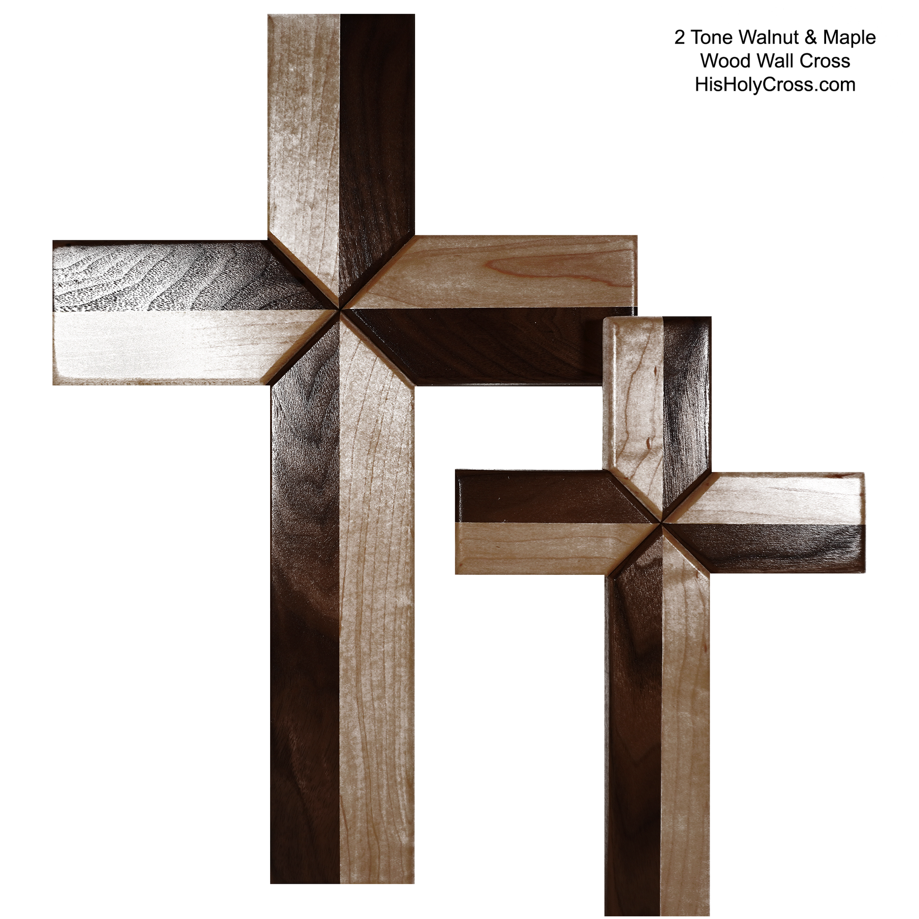 2 Tone Wood Wall Cross - Walnut & Maple