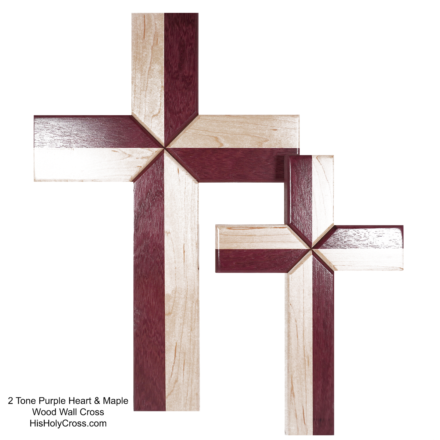 2 Tone Wood Wall Cross - Walnut & Maple