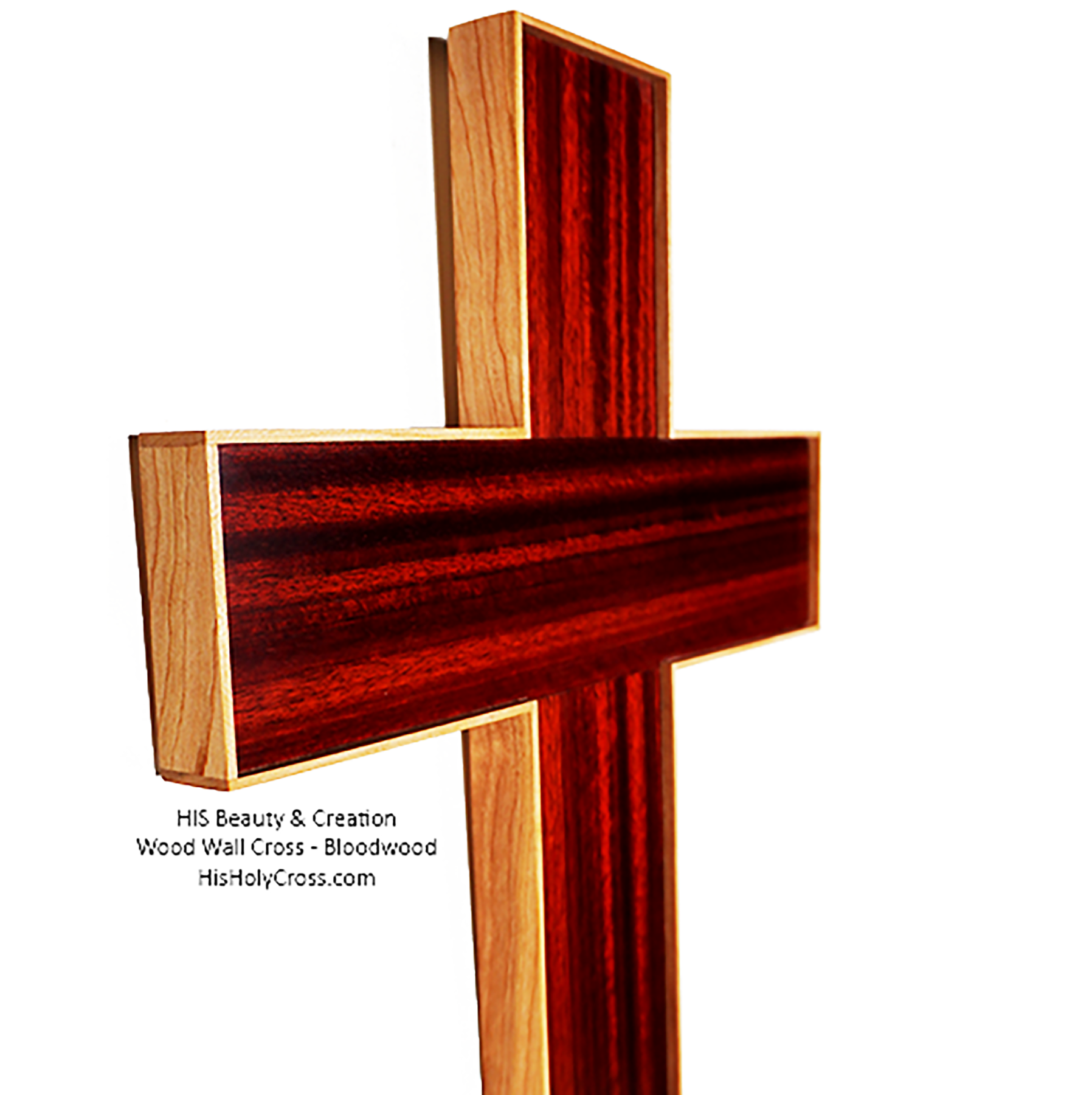 Wooden Cross, Cross, Red Mahogany With Rounded Edges, Stained Wood
